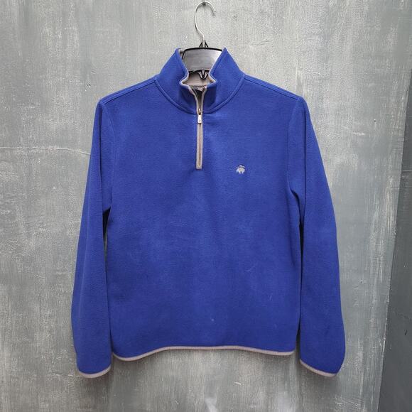 Brooks Brothers Size Medium Blue Gray Half Zip Fleece Pullover - Picture 1 of 6